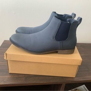 Mens blue faux suede chelsea boots